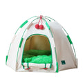 Cloth dome-shaped cat tent with optional thick pad, serving as a pet bed and cage.