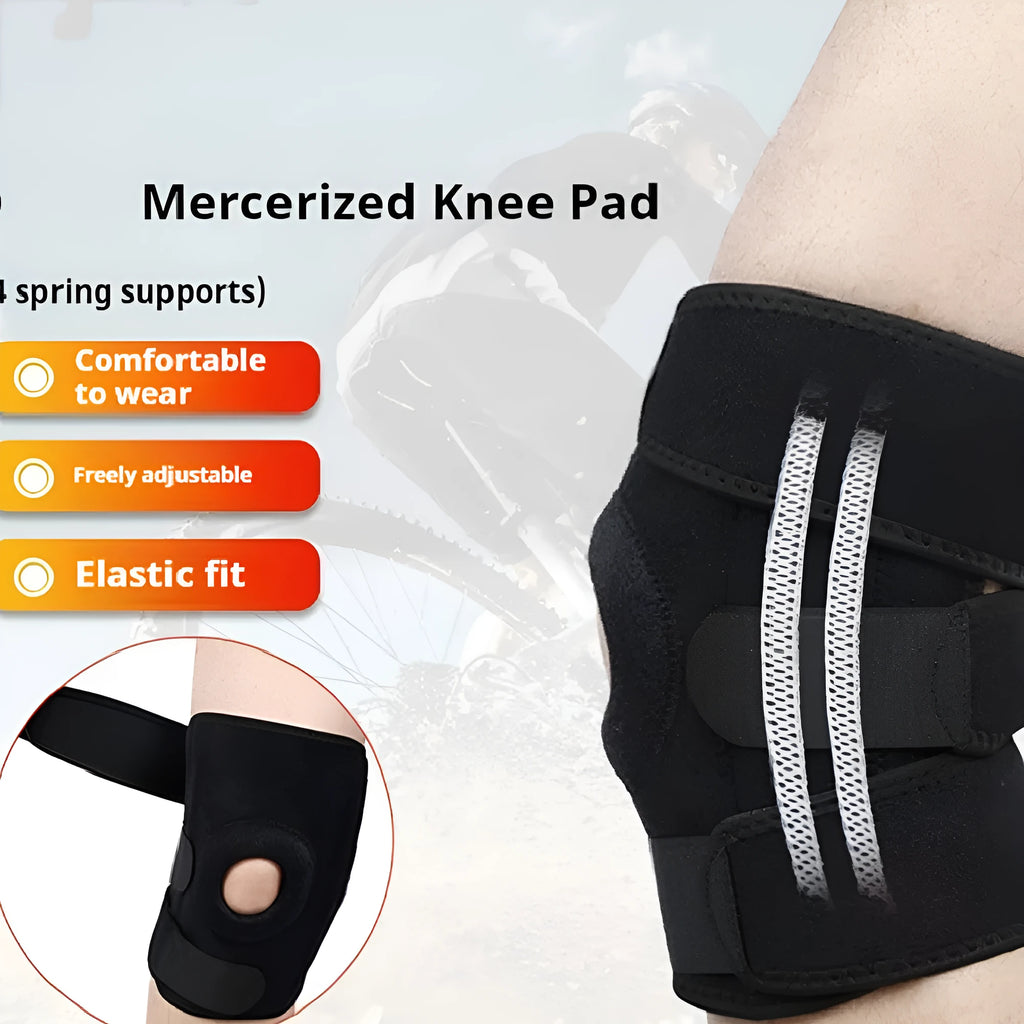 Spring support knee pad with nylon mercerised cloth and embedded springs for sports protection