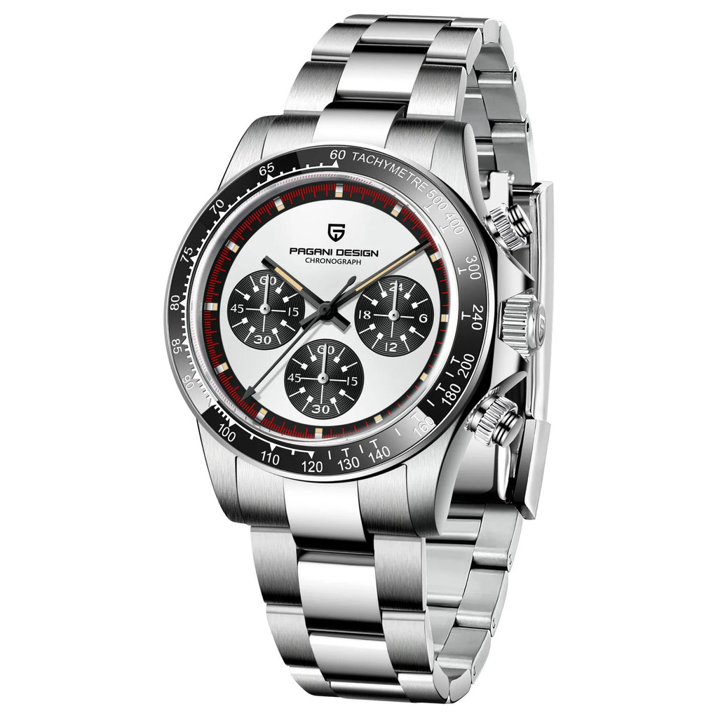 Berjani men's stainless steel chronograph watch with 40mm dial and Seiko VK63 movement