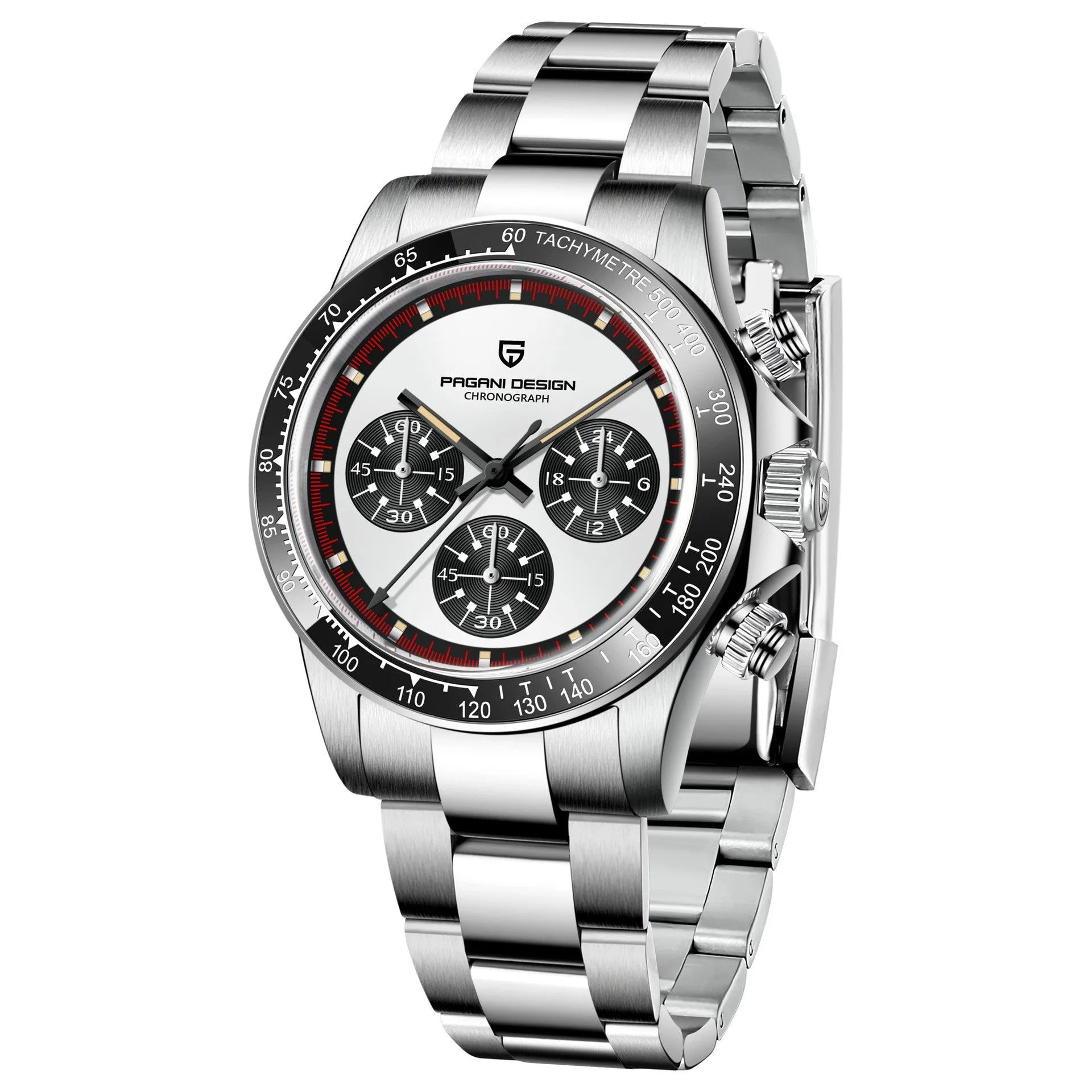 Berjani men's stainless steel chronograph watch with 40mm dial and Seiko VK63 movement