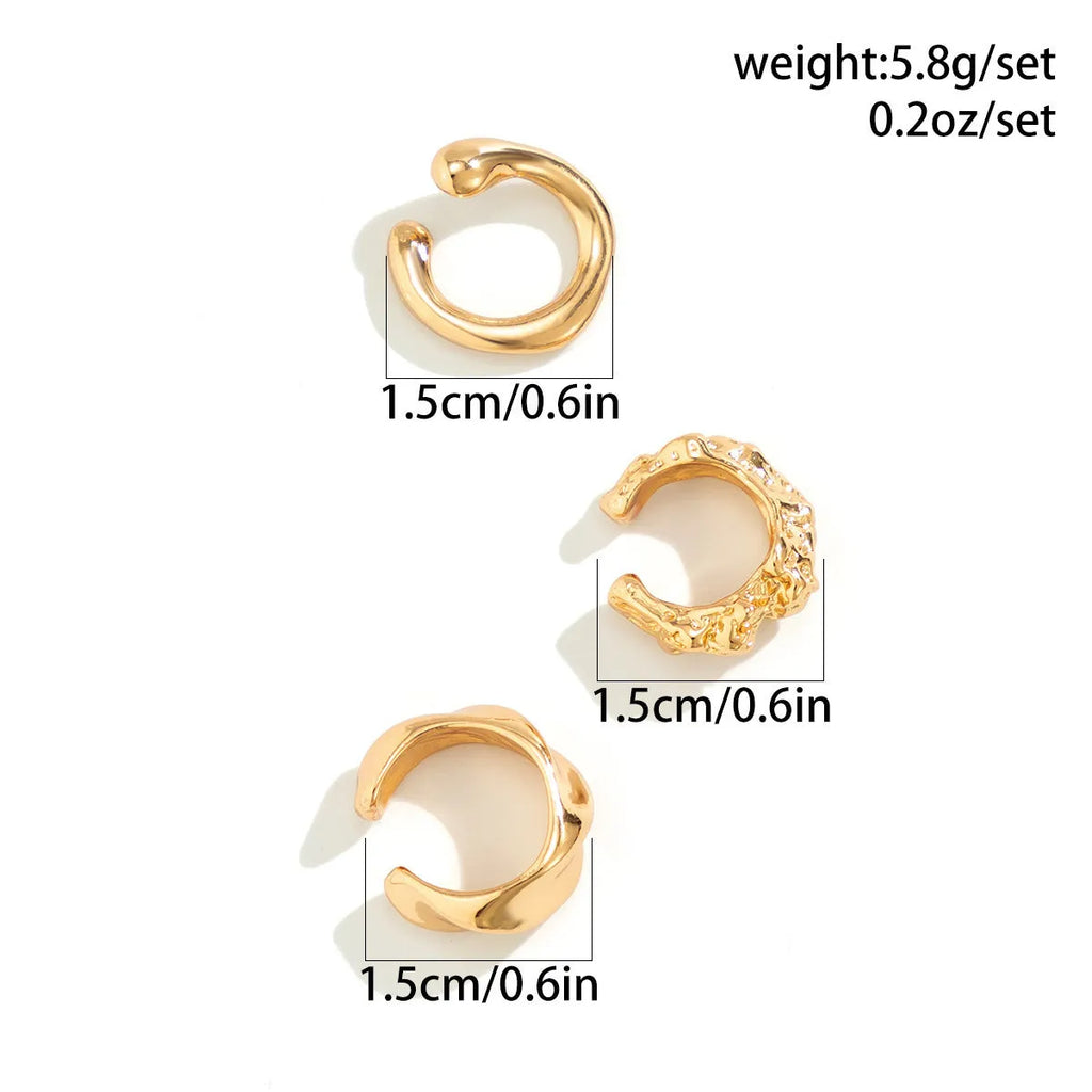Gold ear clip set with titanium alloy geometric shape and chamfered square pattern for women