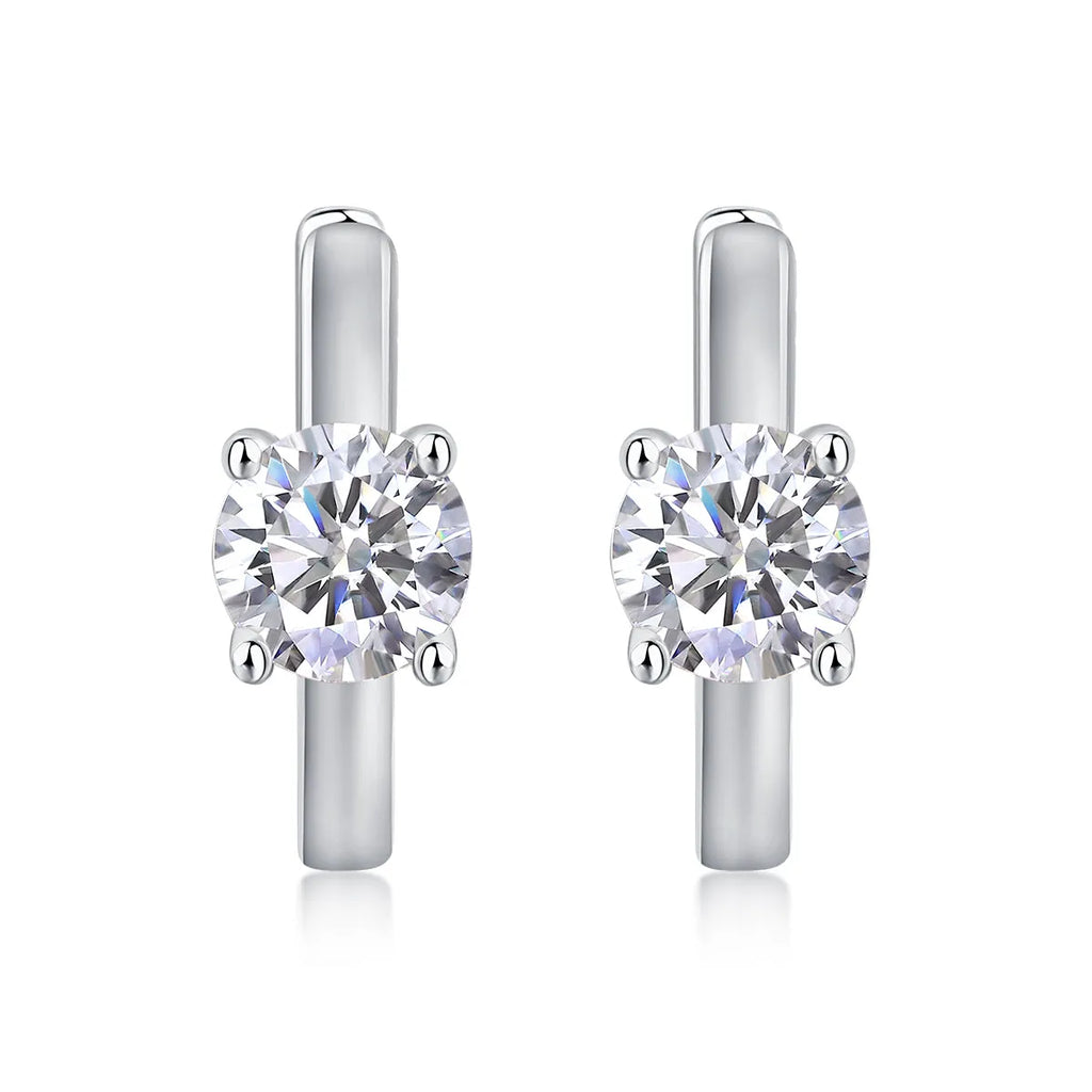0.5-carat top-quality moissanite stud earrings in S925 silver with platinum plating on white background