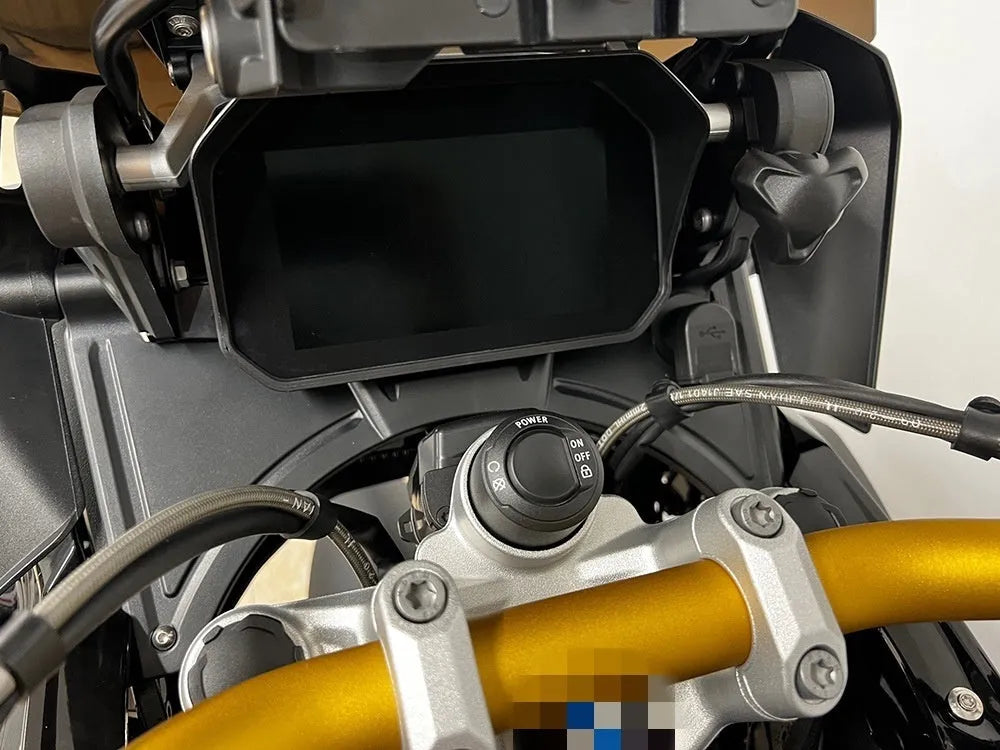 Black motorcycle cockpit fairing modification accessory for BMW R1250GS and R1200GS models