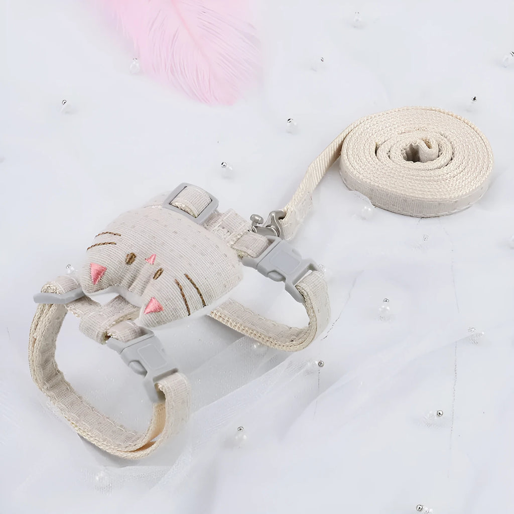 T-shaped cloth cat pulling rope toy in beige colour for interactive play sessions