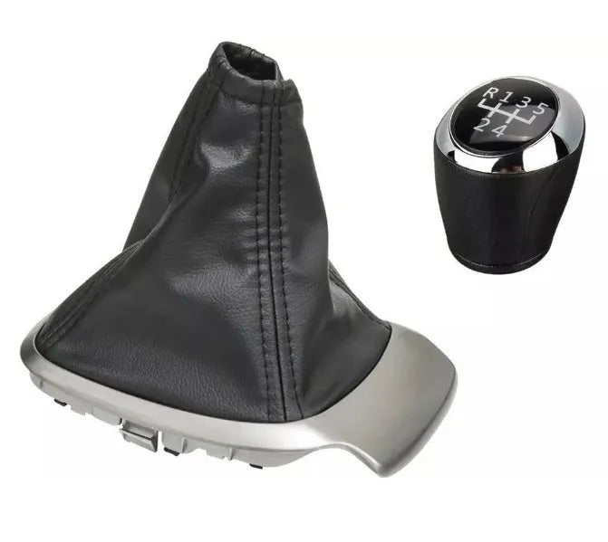 Black leather gear knob cover for Chevrolet Sonic Aveo T300 2011-2015 with 5-speed plastic headgear