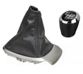 Black leather gear knob cover for Chevrolet Sonic Aveo T300 2011-2015 with 5-speed plastic headgear