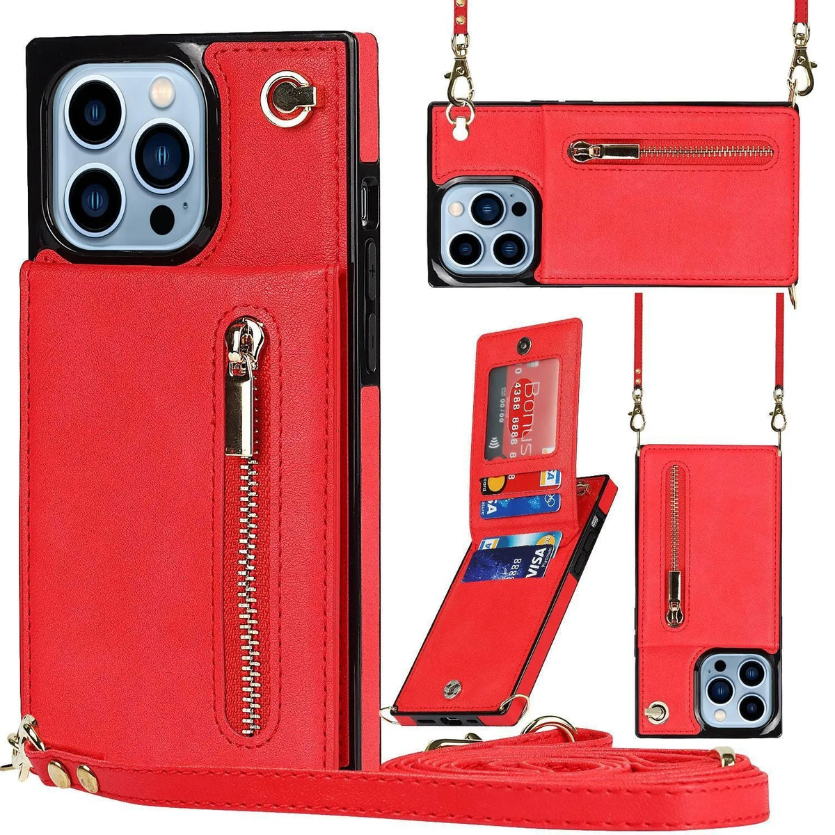 Personality crossbody rope phone case for iPhone with TPU/PU shockproof protection and long lanyard