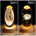 6cm galaxy crystal ball LED night light showing 3D planet patterns with USB power cable