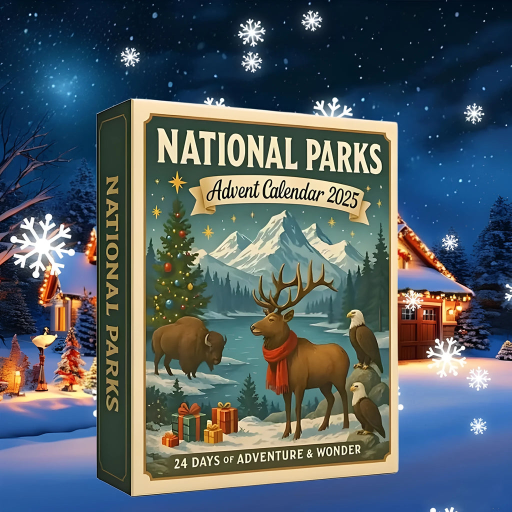 Plastic advent calendar with trekking national parks theme for 2025 Christmas countdown