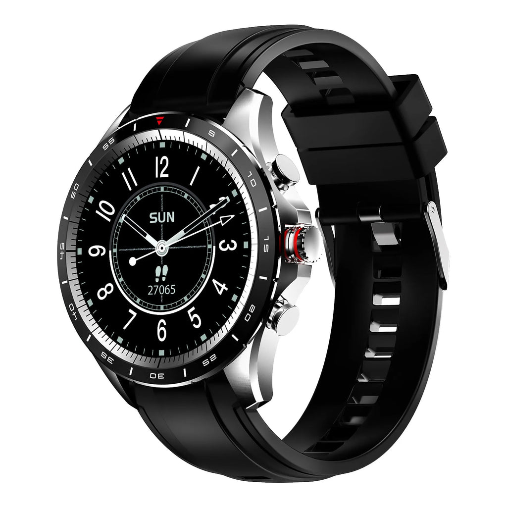 Men's smart bracelet watch with zinc alloy case and silicone wristband in black, blue, or grey colours