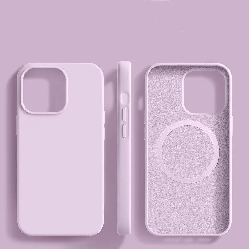 Liquid silicone magnetic phone case with frosted finish in Antique White for Apple iPhone