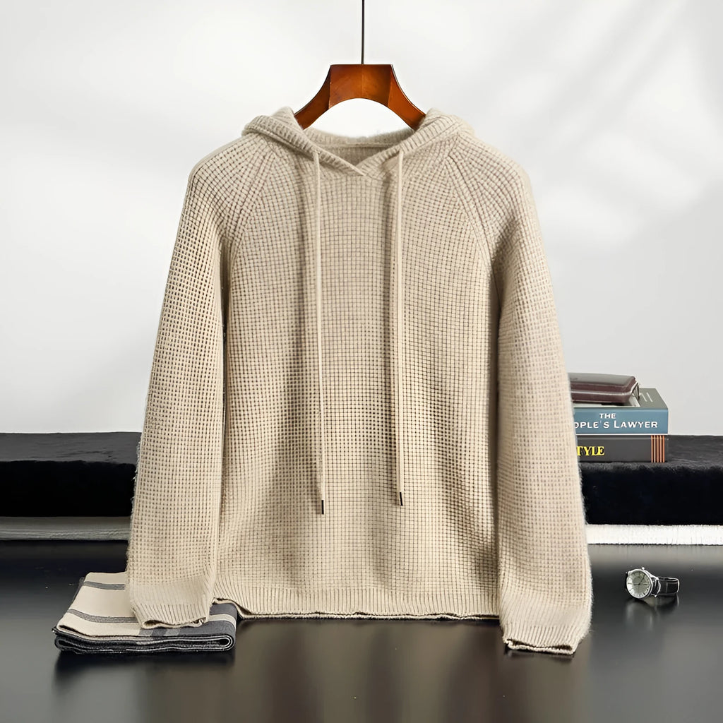 Hooded cashmere sweater in camel, grey-green, or navy blue, loose thickened winter pullover, sizes S to XXXL