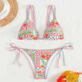 Women's lace-up swimsuit with split leg design and backless European styling in picture colour