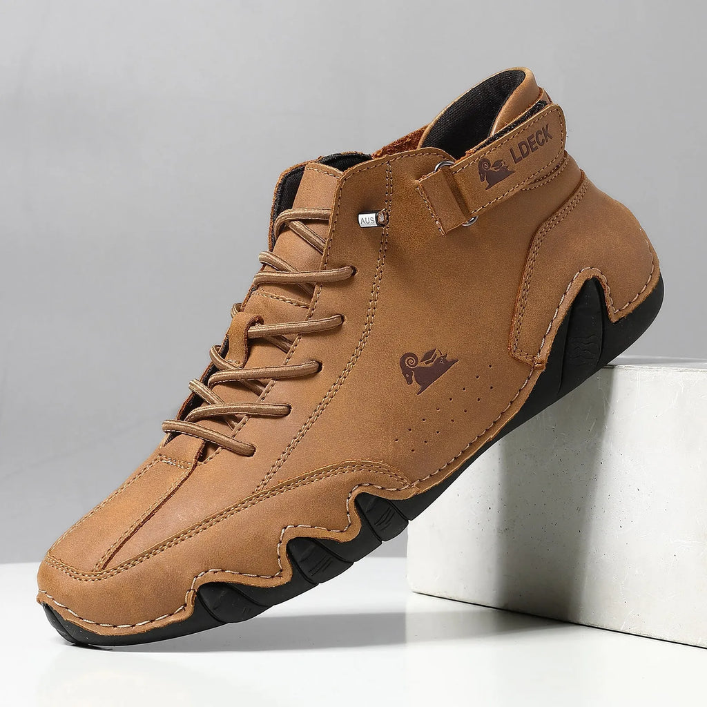 Octopus men's high-top casual shoes in khaki with a microfibre upper and rubber sole.