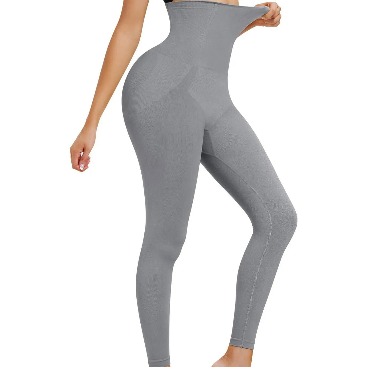 High waist cropped pants in nylon, slimming belly contracting, available in five colours and sizes S to XXL.