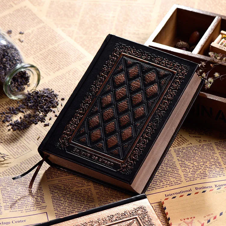Embossed faux leather notepad with thick 3D cover in bronze colour option