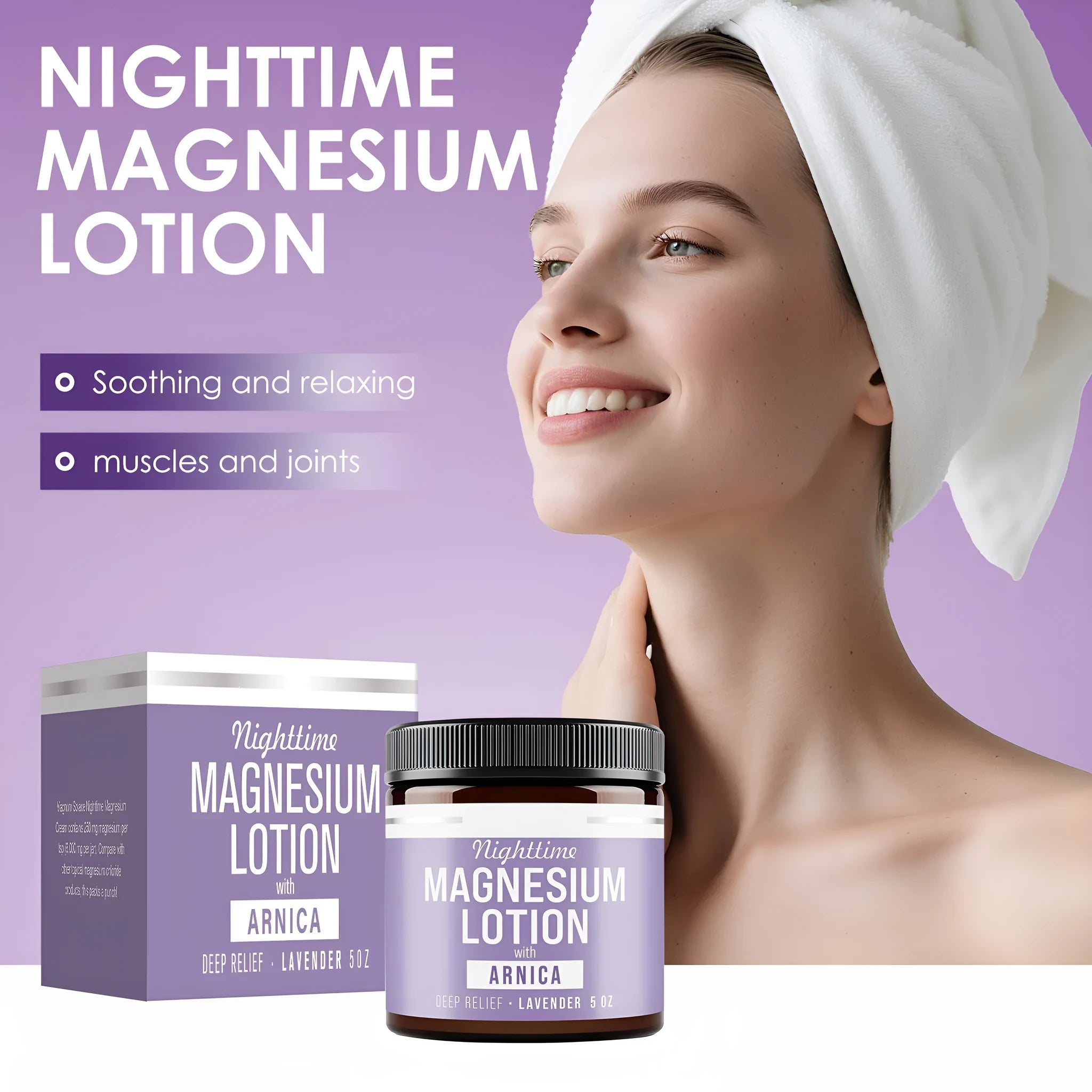 150ml jar of magnesium body butter cream with shea butter and arnica extract.