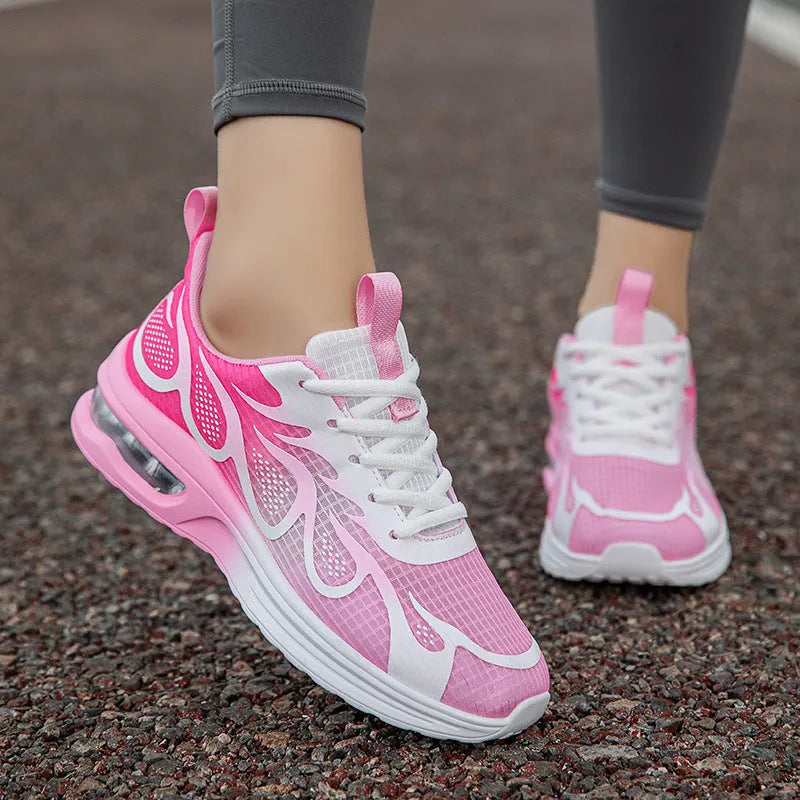 Women's mesh casual sneakers in pink, plum red, or moonlight with PU sole