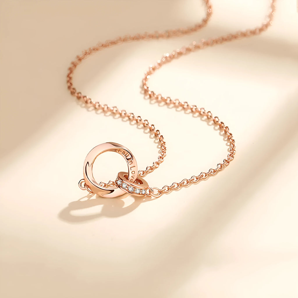 925 silver Mobius strip necklace with zircon inlay, geometric pendant, clavicle chain