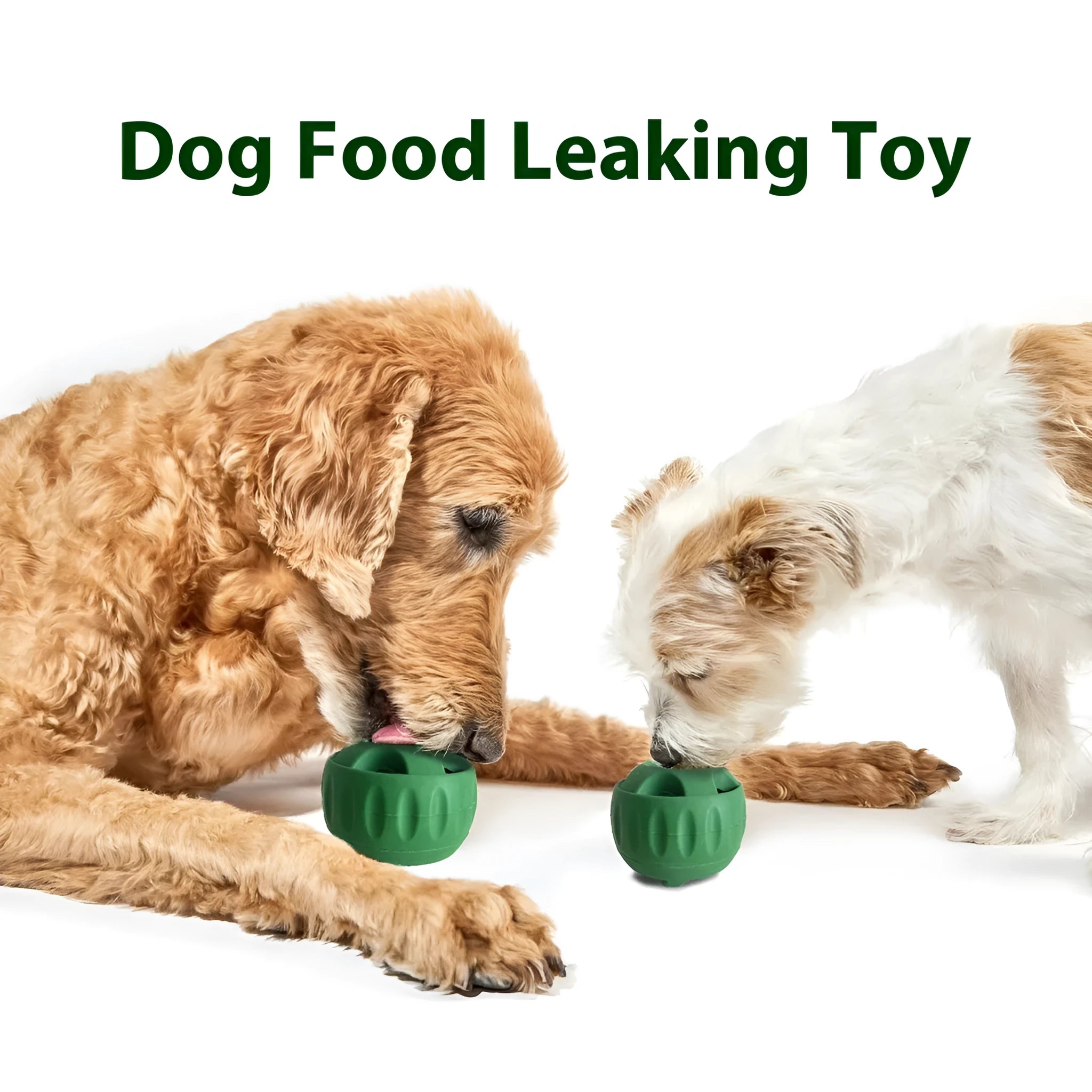 Dog silicone slow meal ball and tray set in green and orange on a light background