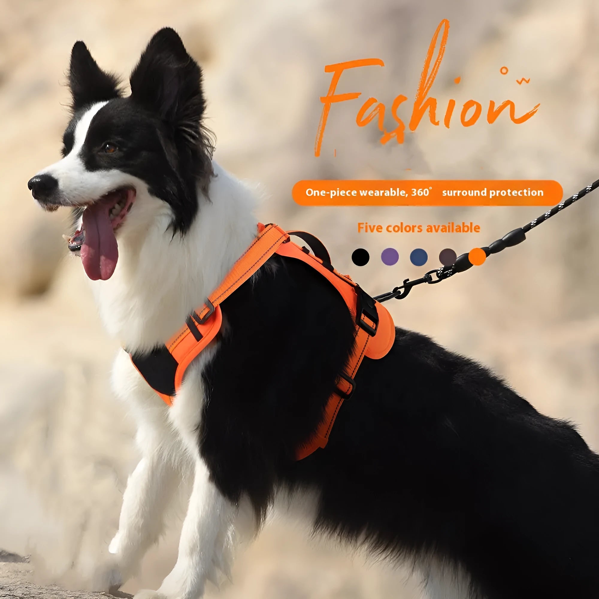 Reflective explosion-proof dog harness with integrated hand holding rope in multiple colour options