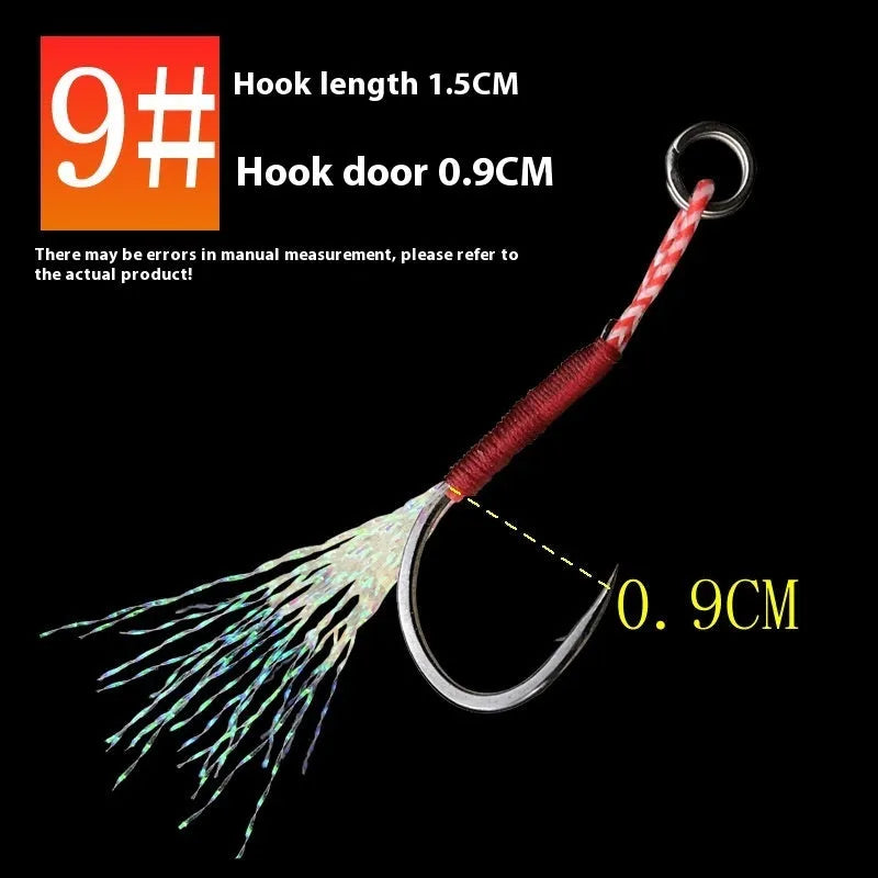 Bright wire iron plate single fishing hook in sizes 9 through 14 for boat and sea fishing.