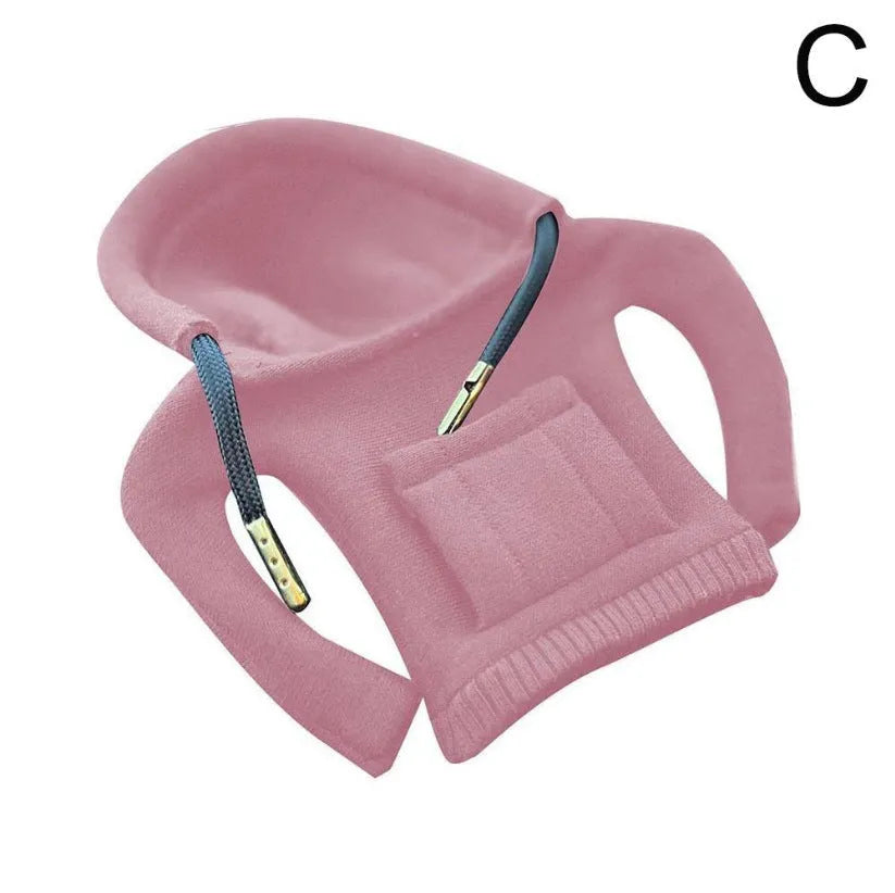 Cloth car gear shift knob hoodie cover in multiple colour options next to a gear lever.
