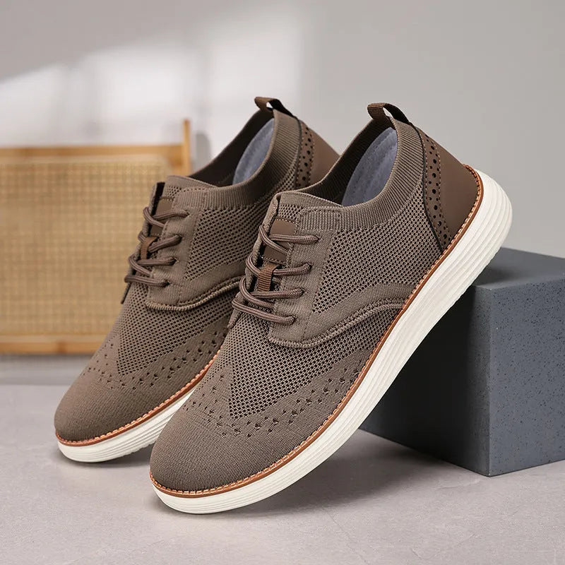 Men's breathable mesh hiking shoes with rubber sole, round toe, low heel, available in six colours