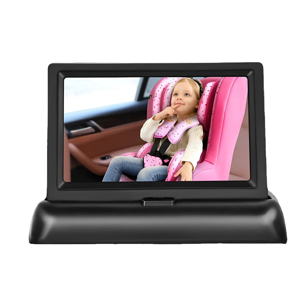 Black 4.3-inch folding screen car baby monitor with 6-metre camera cable