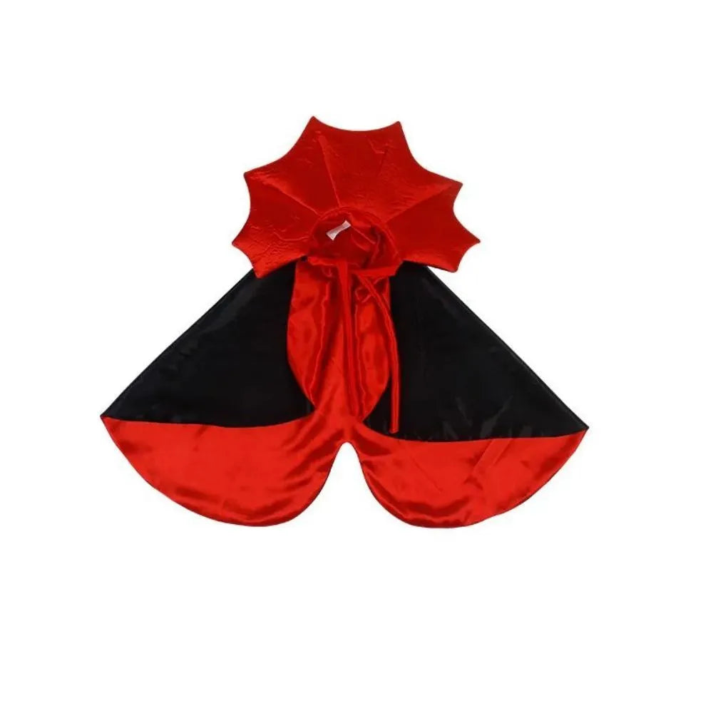 Black Halloween vampire cloak pet costume with bat-wing collar for small dog or cat