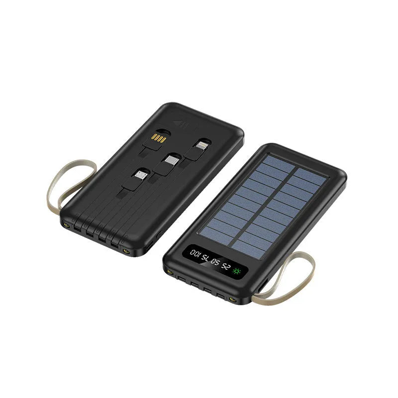 Solar power bank in cool black or ivory white with polymer lithium ion cell and 20000mA/30000mA capacity options