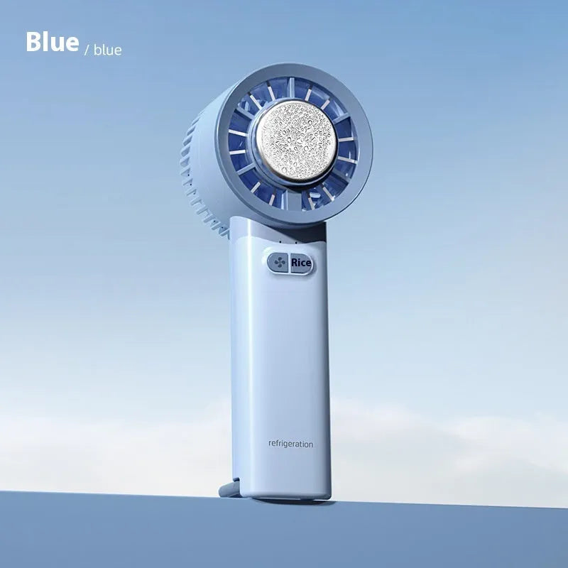 White handheld turbo jet fan with brushless motor showing touch controls and compact design