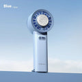 White handheld turbo jet fan with brushless motor showing touch controls and compact design
