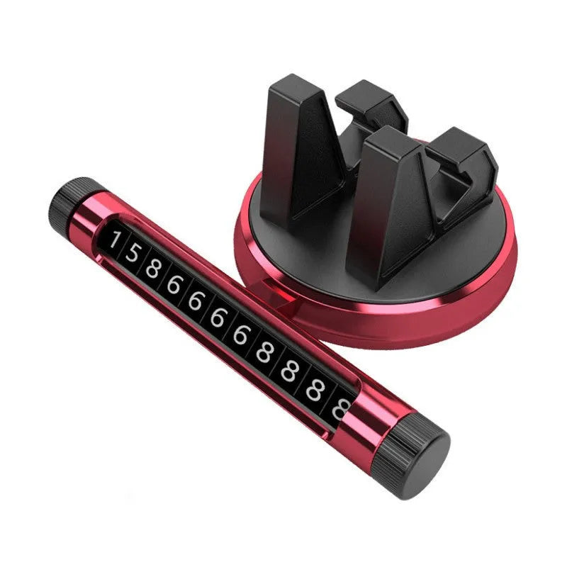 Hidden temporary car parking sign and phone holder in ABS and silicone with luminous number display