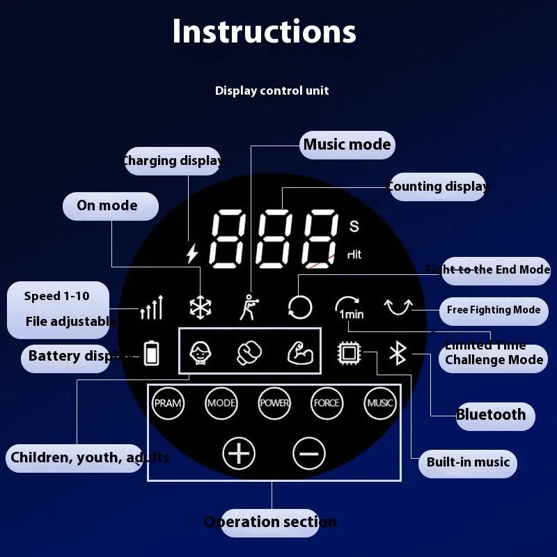 Intelligent music electronic boxing wall target with rhythm training functions and wall mounting options