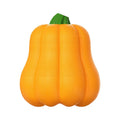 Orange plastic Bite Molar dog toy with an attached brown rope handle on a grassy background.