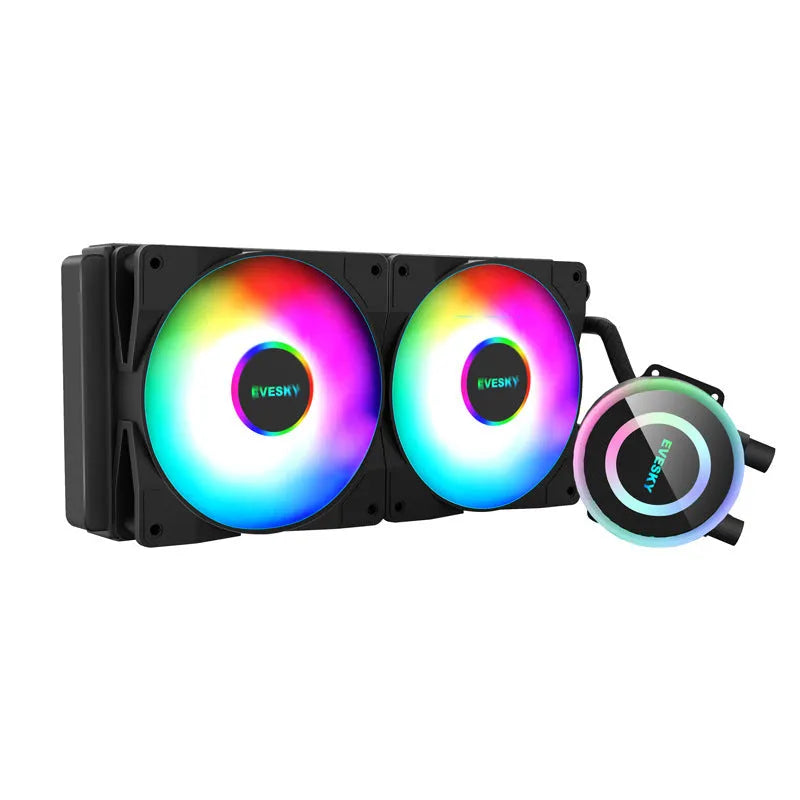 CPU radiator with RGB lighting and aluminium construction for gaming PC cooling