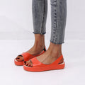 Women's solid colour fish mouth flat sandals with back strap, artificial PU upper, rubber sole