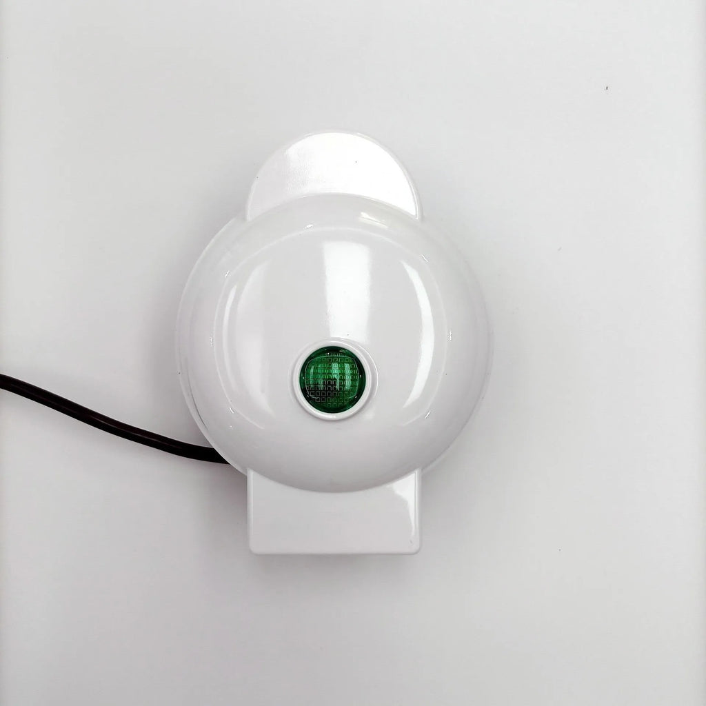 Mini waffle machine in white, 16.5cm tall, with electric heating tube and UK plug, on a countertop