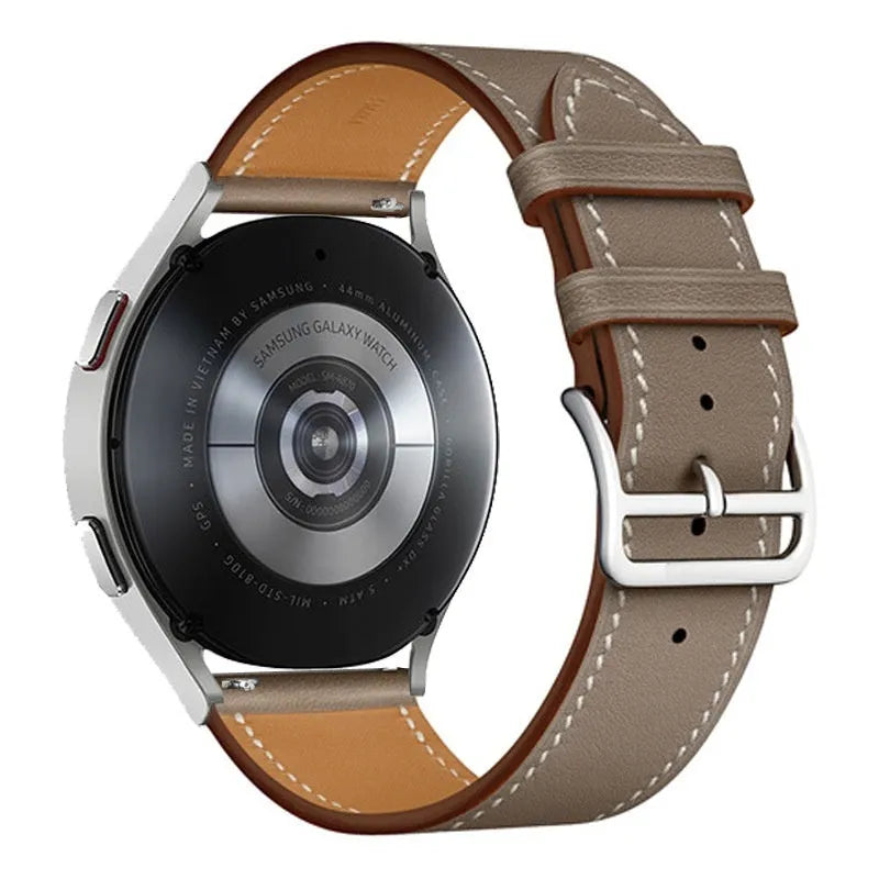 Microfiber single ring leather watch strap in brown with straight buckle, 20mm width