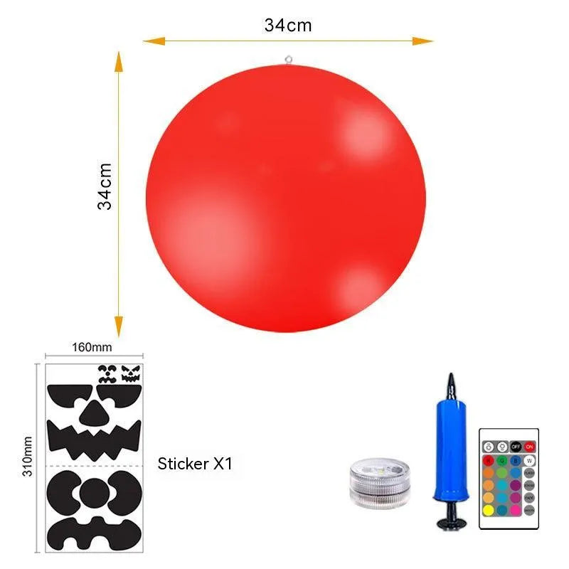 Set of three 34cm LED solar luminous Halloween balls in white, red, and green plastic with remote control