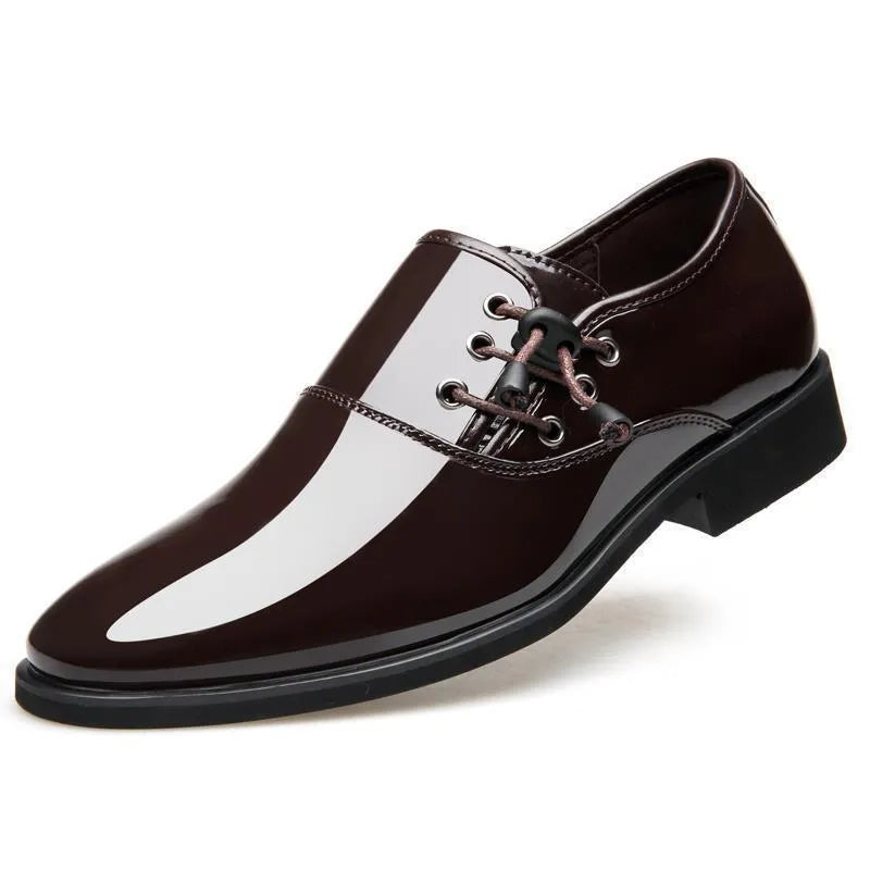 Black and brown business formal men's shoes with rubber sole and artificial PU upper