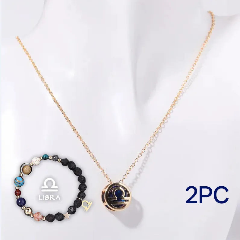 Natural stone beaded necklace and matching bracelet jewellery set in coordinated style