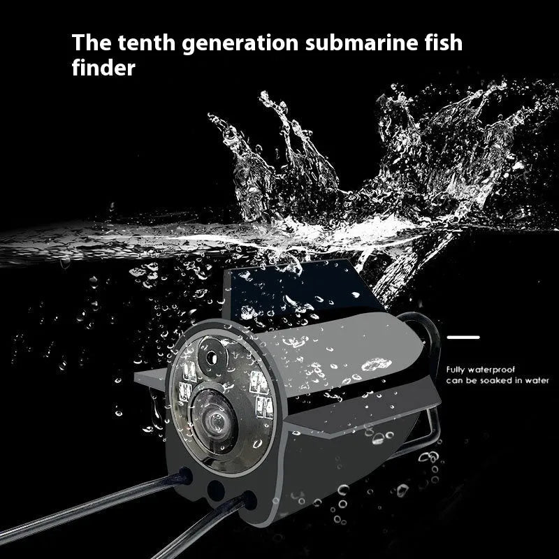 Portable fish finder underwater camera with a 4.3-inch screen, showing the camera unit with night vision LEDs.