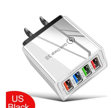 4USB mobile phone charger with luminous indicator in various colour options