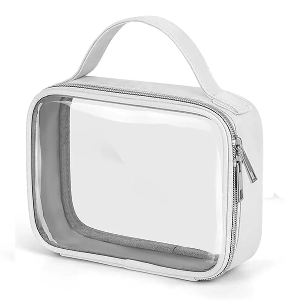 Transparent PVC lipstick wash bag measuring 7.85 inches with chain decoration in multiple colour options
