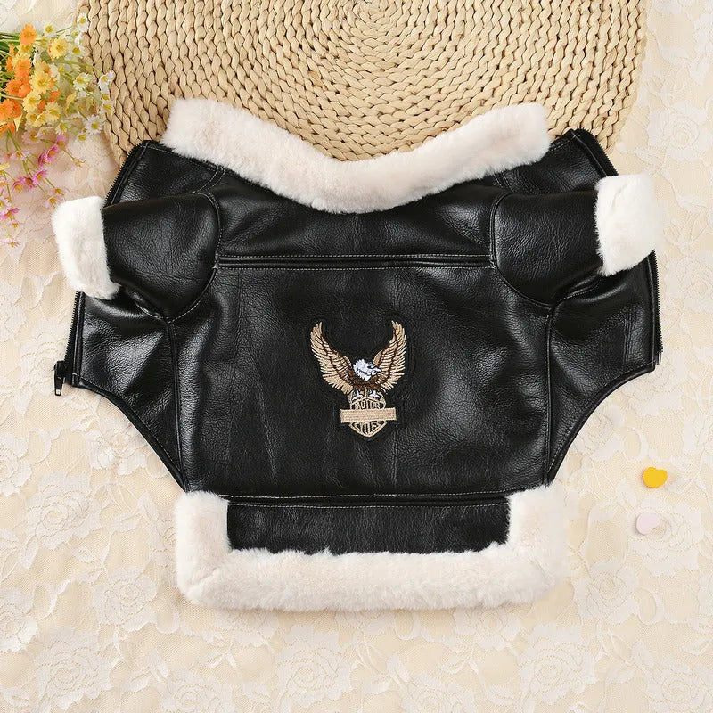 Black and brown leather jacket and vest for dogs or cats in sizes XS to L