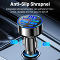 Black six-port 27W car charger with digital display and PD ports for vehicle cigarette lighter