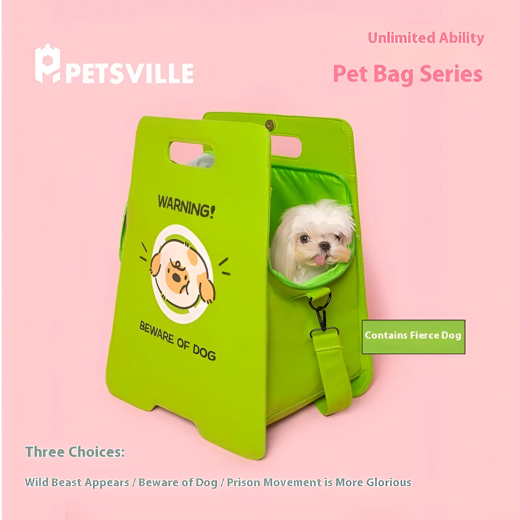 Canvas pet travel bag with breathable outlet and animal pattern for dogs and cats