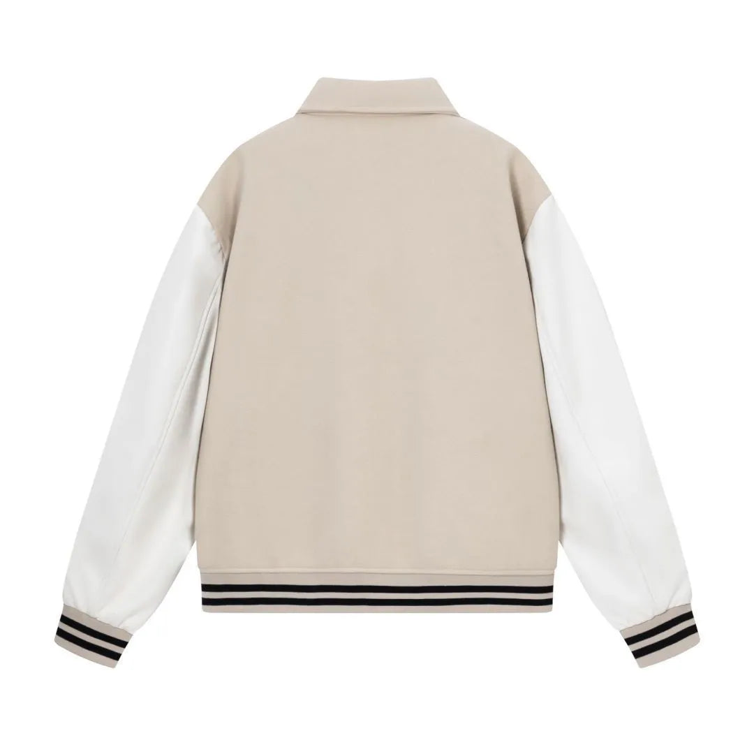 Women's bone embroidered woolen jacket in apricot colour with long sleeves for autumn winter wear